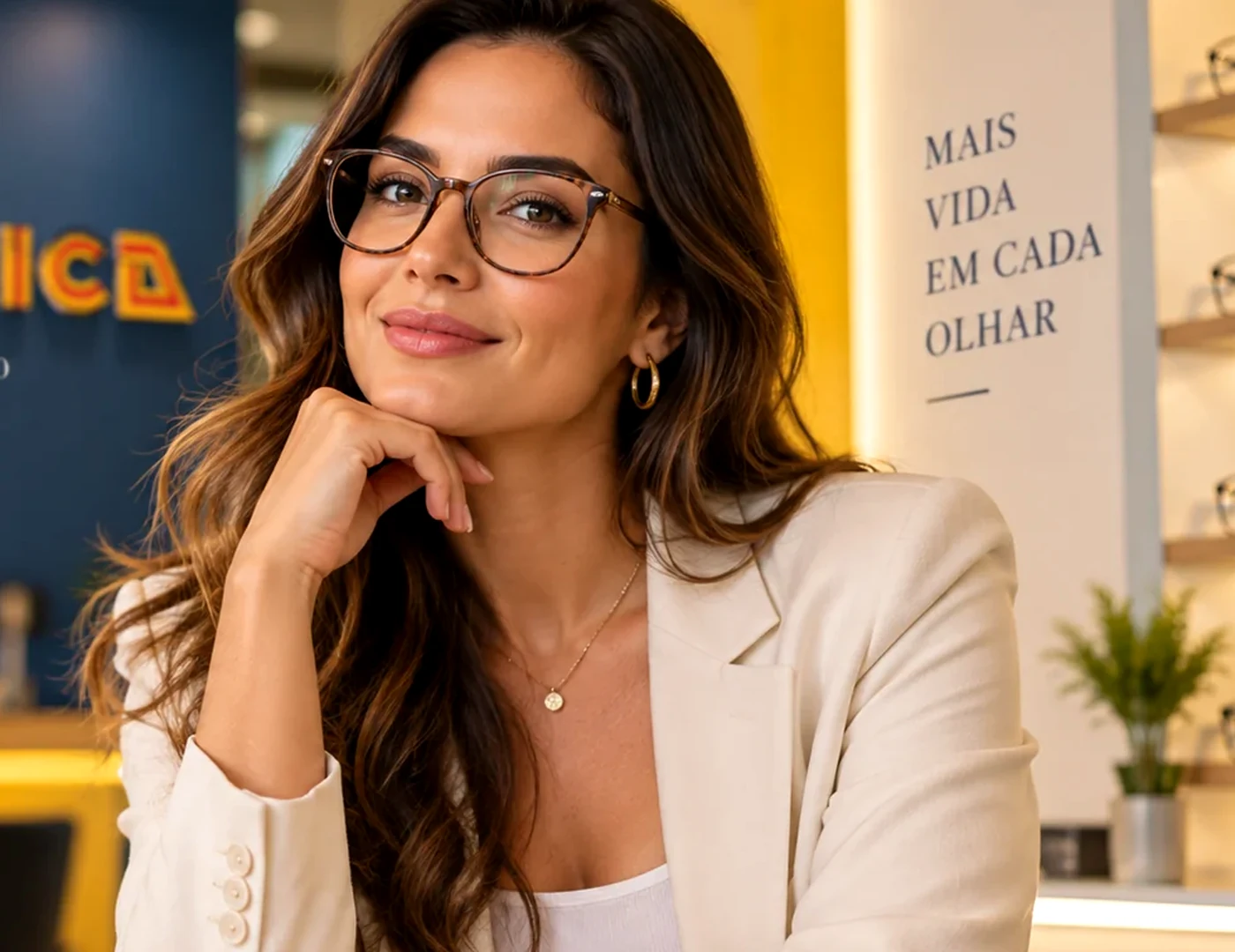 Demonstração visual com reflexos reduzidos