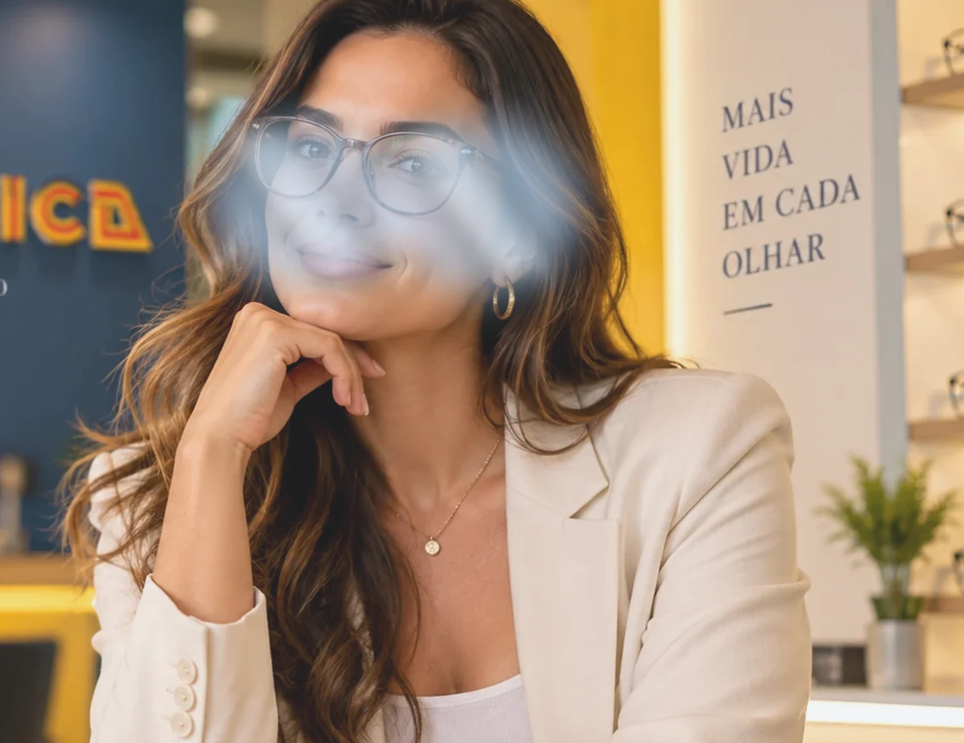 Demonstração visual com reflexos intensificados para comparação